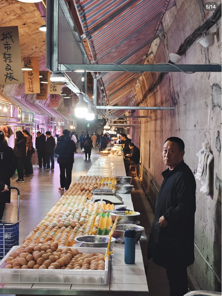 A neighborhood market in Chongqing at the start of the day